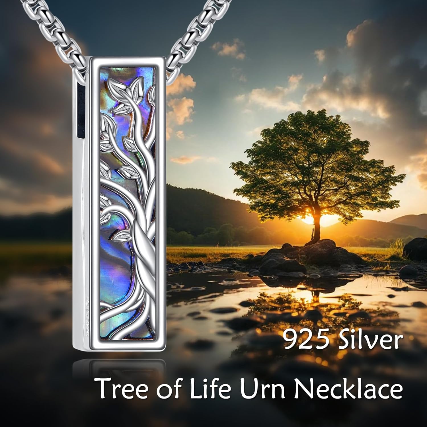 Urn Necklace Ashes 925 Sterling Silver Cremation Pendant Memorial Ashes Abalone Shell Pendant Jewelry Gift for Women Men - Image 6