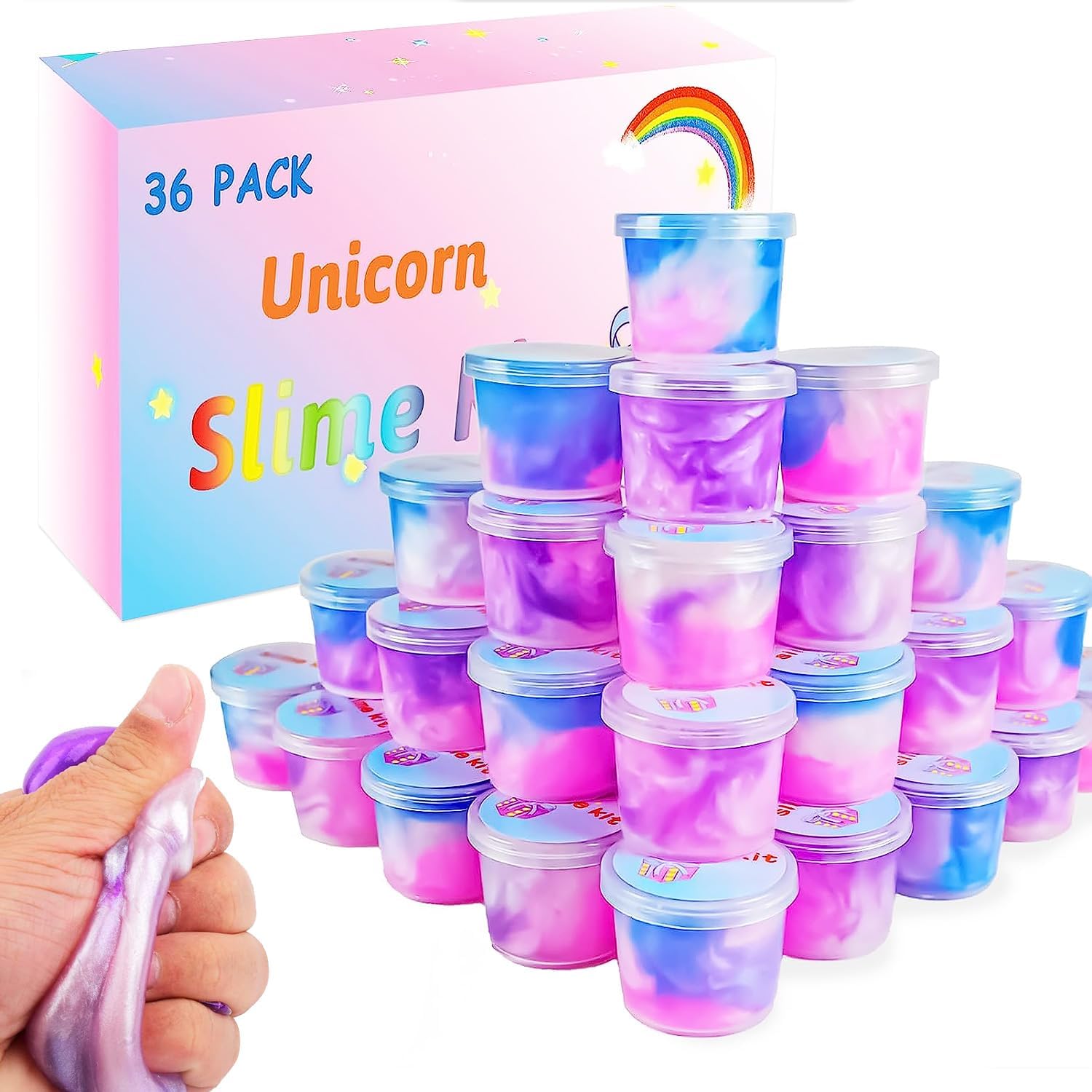 Slime Kits for Girls, 36 Packs Galaxy Slime Fluffy Slime Making Kit Slime Party Bag Fillers for Kids Sensory and Tactile Stimulation Stress Relief for Adult