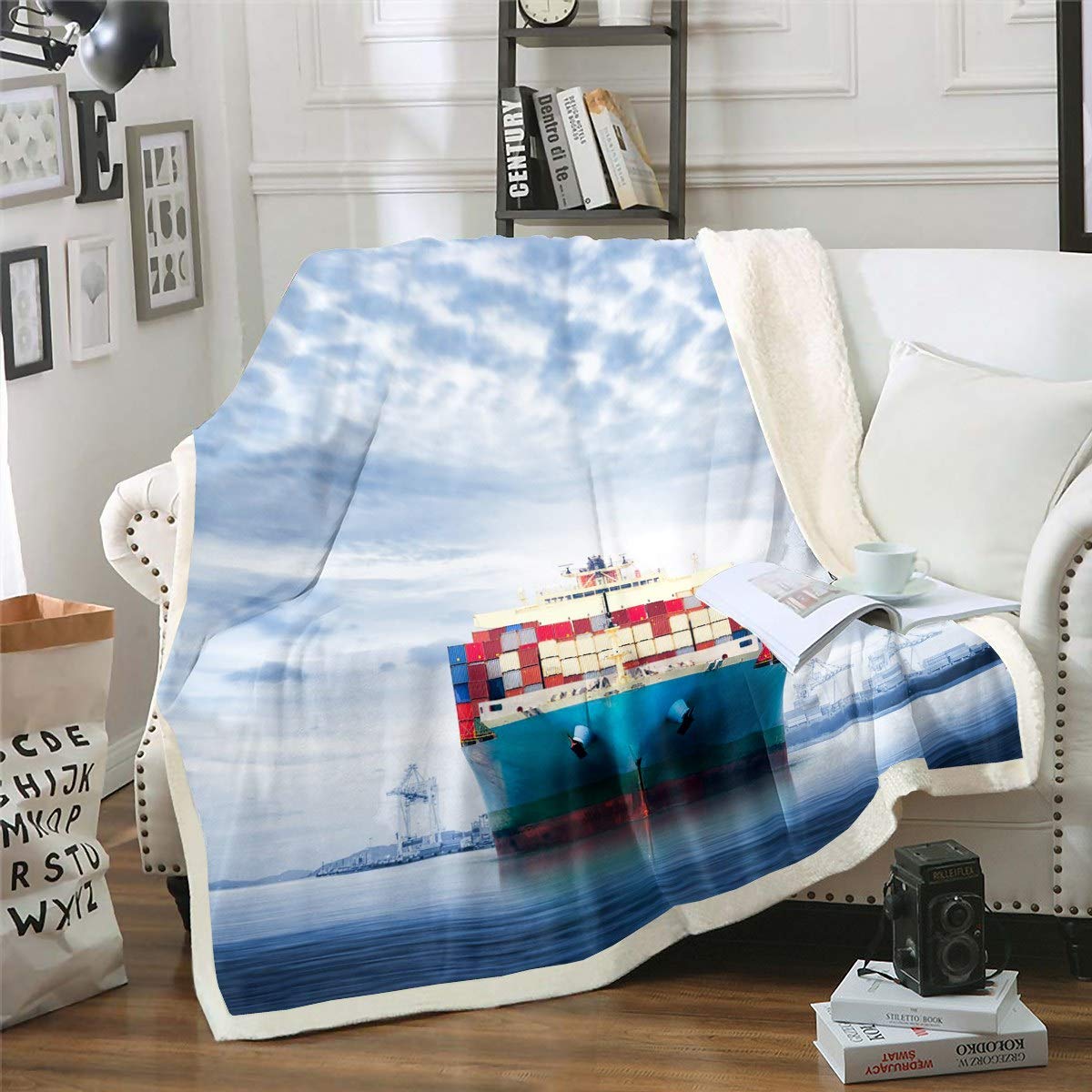 Sailboat Fleece Throw Blanket Aircraft Plush Blanket For Kids Boys