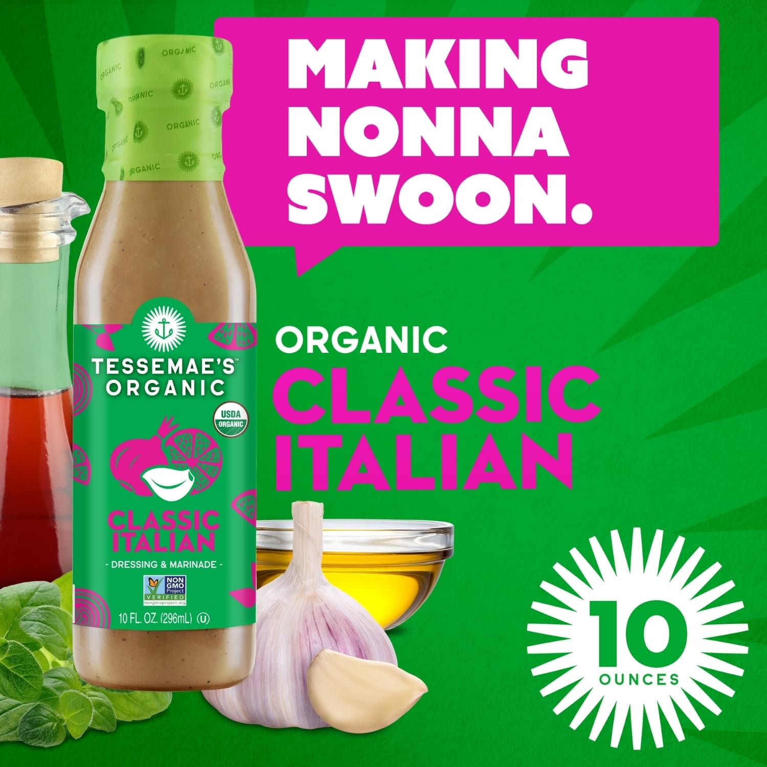Amazon.com : Tessemae's Organic Pantry Classic Italian Vinaigrette Dressing,  10 fl oz - 6 pack : Grocery & Gourmet Food