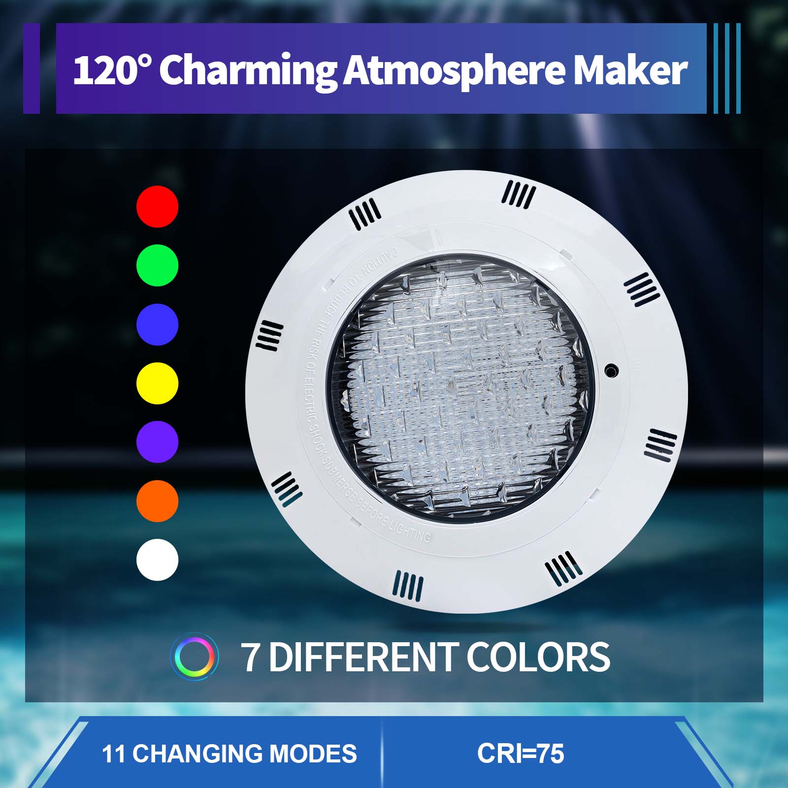 45 W LED RGB IP68 - Faro subacqueo per piscina, luce per laghetto, subacquea, impermeabile, con telecomando, luce galleggiante da 12 V AC, montaggio bianco
