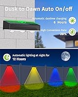 Vista 3 de Solar Fence Lights Outdoor 8 Pack Waterproof High Brightness Upgraded 3 LED Lens Solor Deck Lights Warm & Cool White RGB 10 Colors Outside Solar