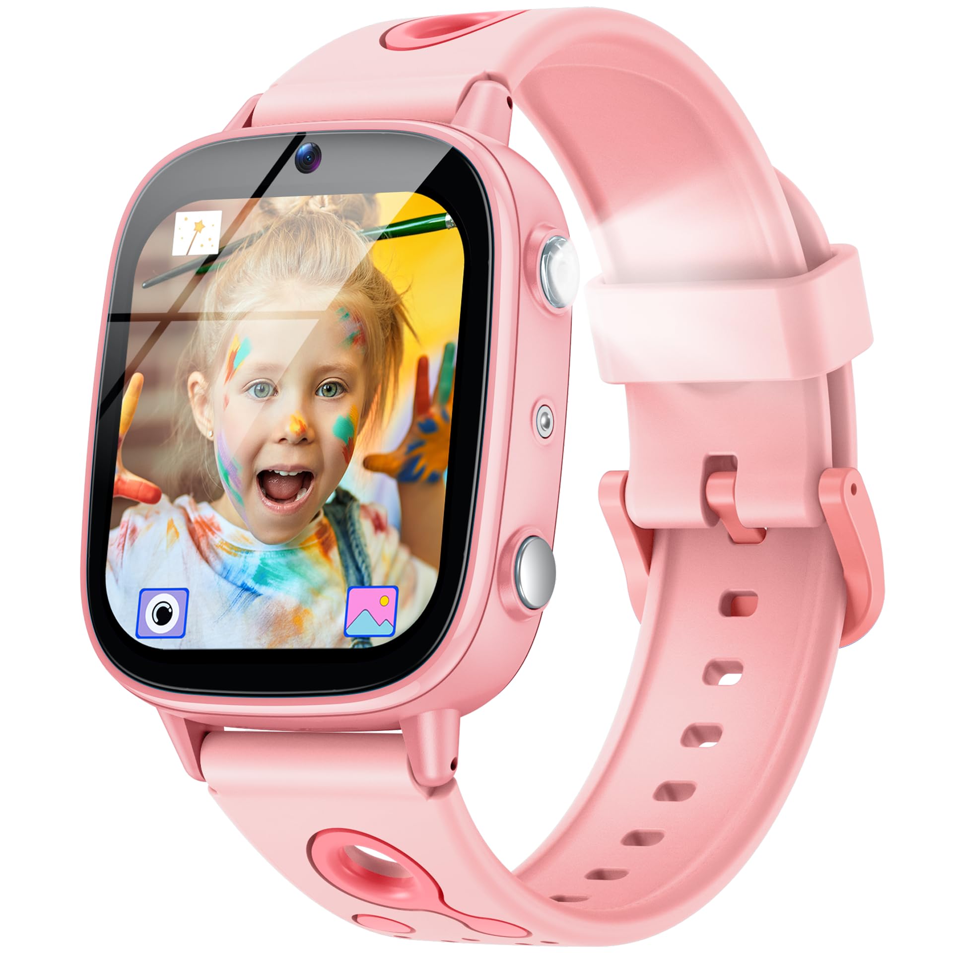 Reloj Inteligente Niños Smartwatch con Audiolibros - 1.8" IPS Smart Watch Niña con Aprendizaje 26 Juegos IP68 Impermeable Linterna Cámara Reproductor MP3 Regalo Cumpleaños Navideño para Niños Niñas