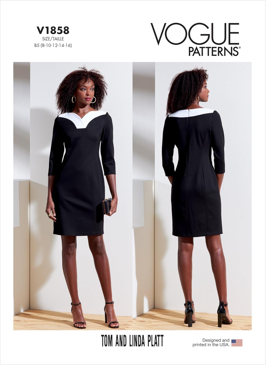 Vogue Misse's プチドレス縫製パターンキット、コードV1858、サイズ8-10-12-14-16、マルチカラー