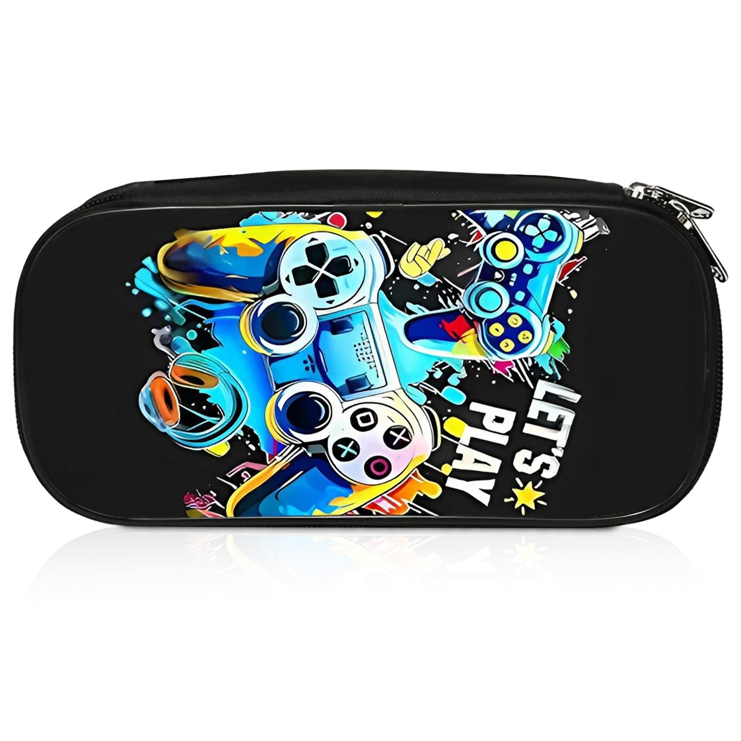 LUMIREX Gaming Pencil Case for Boys, Large Capacity Stationery Organiser with Zipper, Cool Watercolor Style Pen Pouch Box for Primary & Secondary School, Kids Gift for Back to School