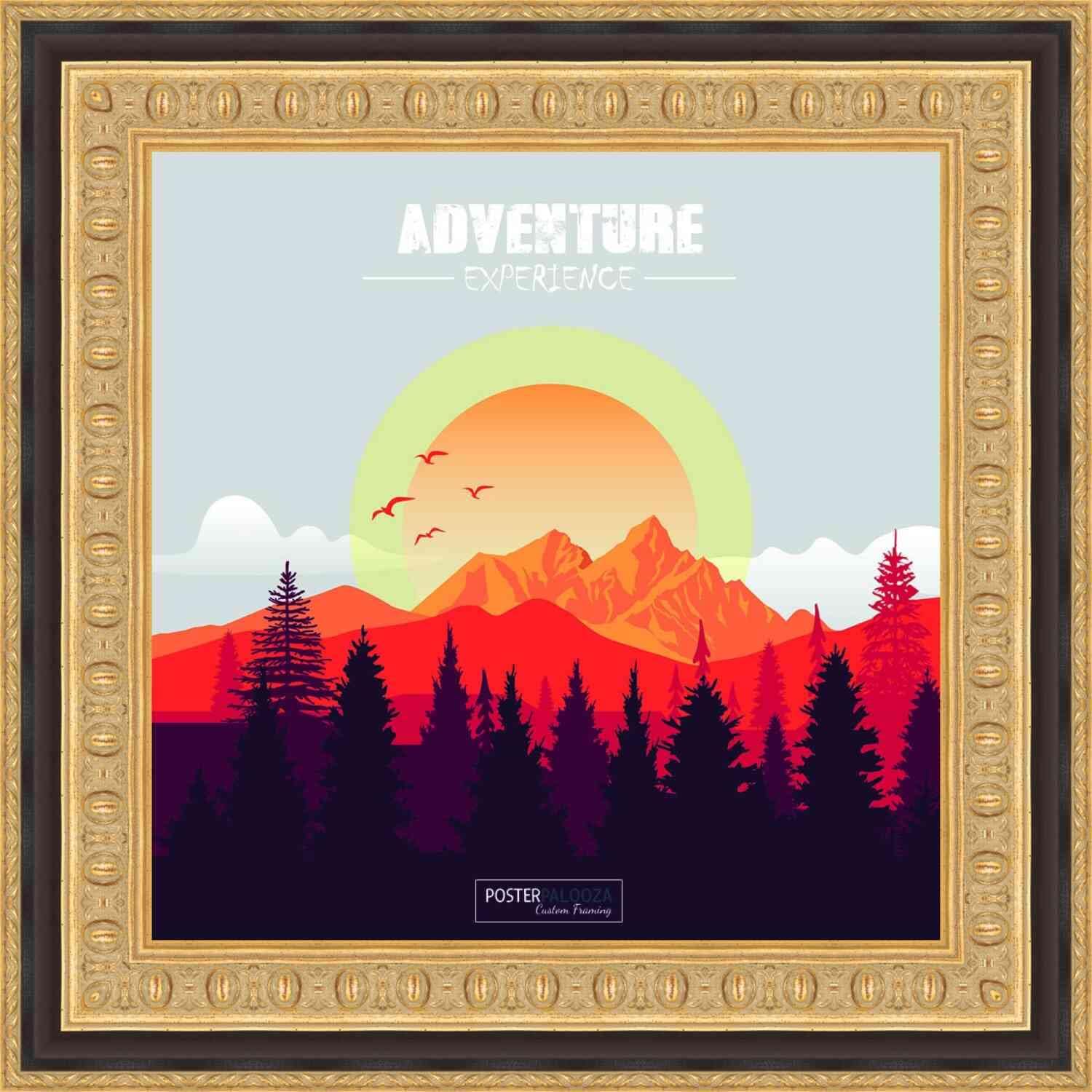 Poster Palooza 5x5 Inch Traditional Gold Complete Wood Square Picture Frame with UV Acrylic Plexiglass, Foam Board Backing & Hardware Included - 5x5 Inch Frame