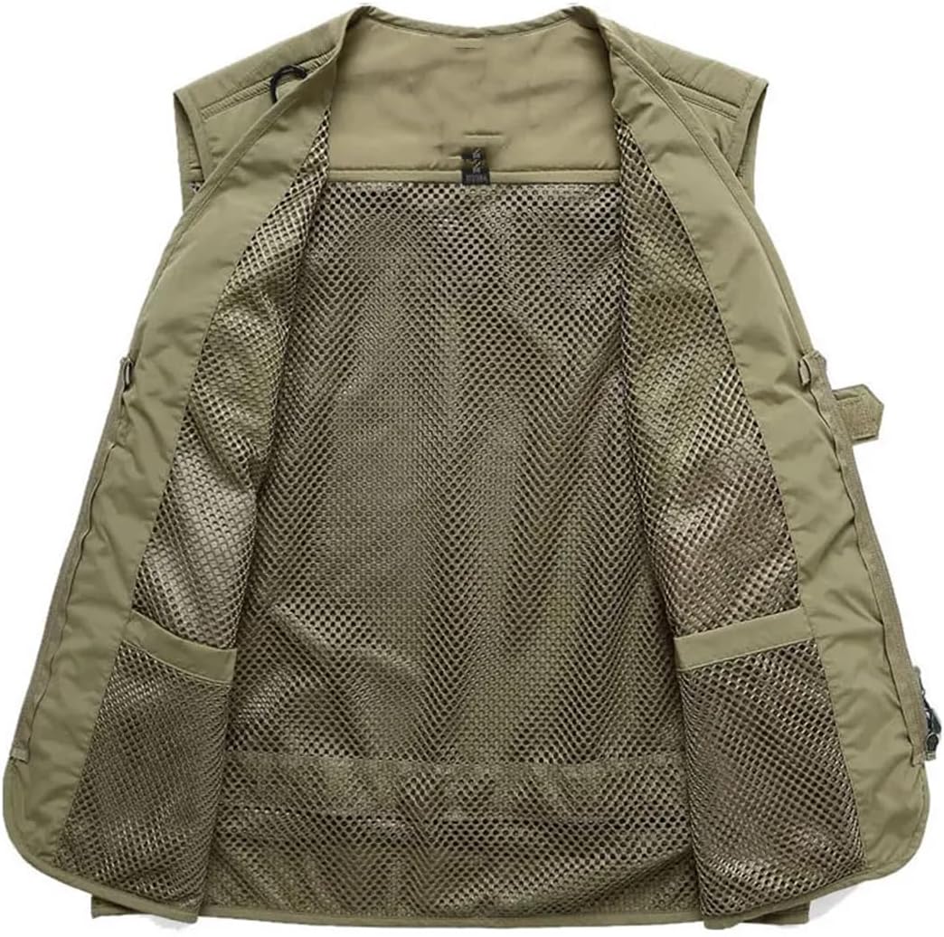 Pulcykp Men's Outdoor Hiking Fishing Hunting Vest Summer Multi-Pockets Quick-Dry Lightweight Waistcoat