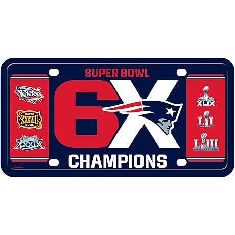 Rico Industries NFL New England Patriots Champ Metal Auto Tag