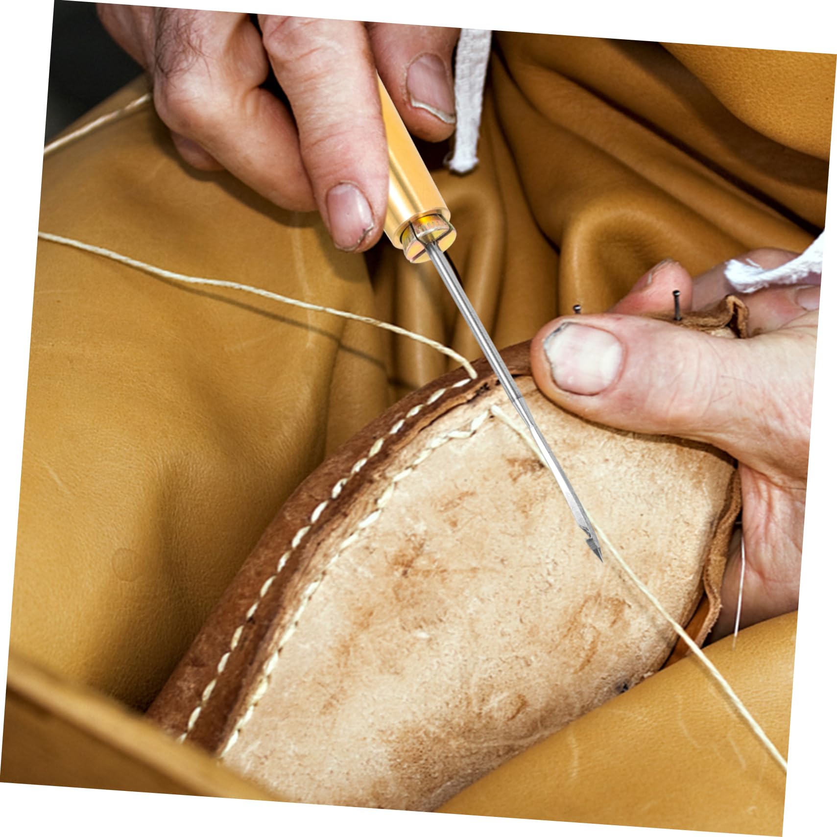 OSALADI 1 Set Leather Craft Awl Ergonomic Sewing Awls with Replacement Heads for Shoe and Leather Repair Durable Multipurpose Tool for DIY Projects