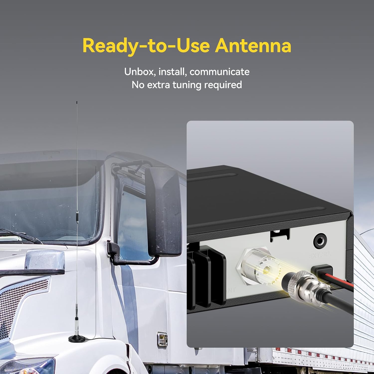 Retevis MB3B CB Radio Kit with Antenna, NRC Noise Cancellation, Long Range CB Mobile Radio, WX Channel, Brightness Color LCD, AM/FM, 12V/24V, EMG Channels 9/19 Radios for Long Haul Trucker Off-Road