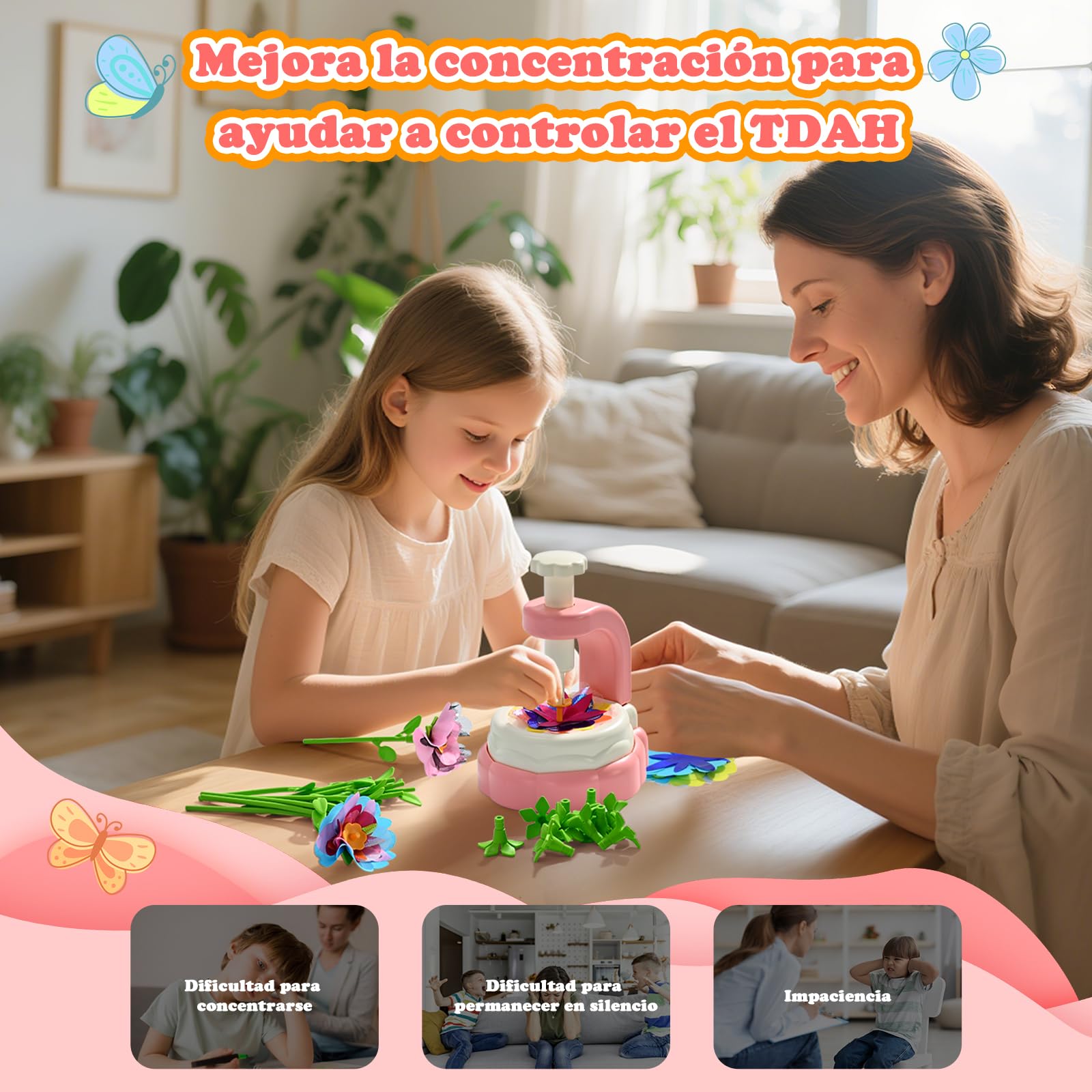 BlueSwan Manualidades, Regalo Día de la Madre, Juguetes Regalos Cumpleaños Niños Colegio para 3 4 5 6 7 8 9 10 11 12 Años, Prensa Flores Juegos Antiestrés Niña, DIY de Hija a Mamá, Flore Artificiales