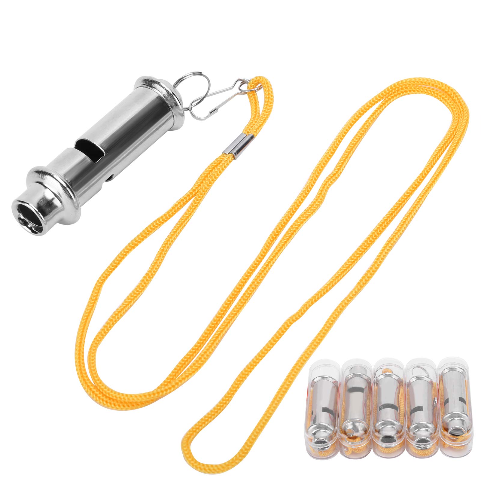 Fydun 5PCS Whistle Stainless, Steel Ultrasonic with Lanyard Onic Call Dog for Bird Eagle Training Ing Pet Behavior Tool