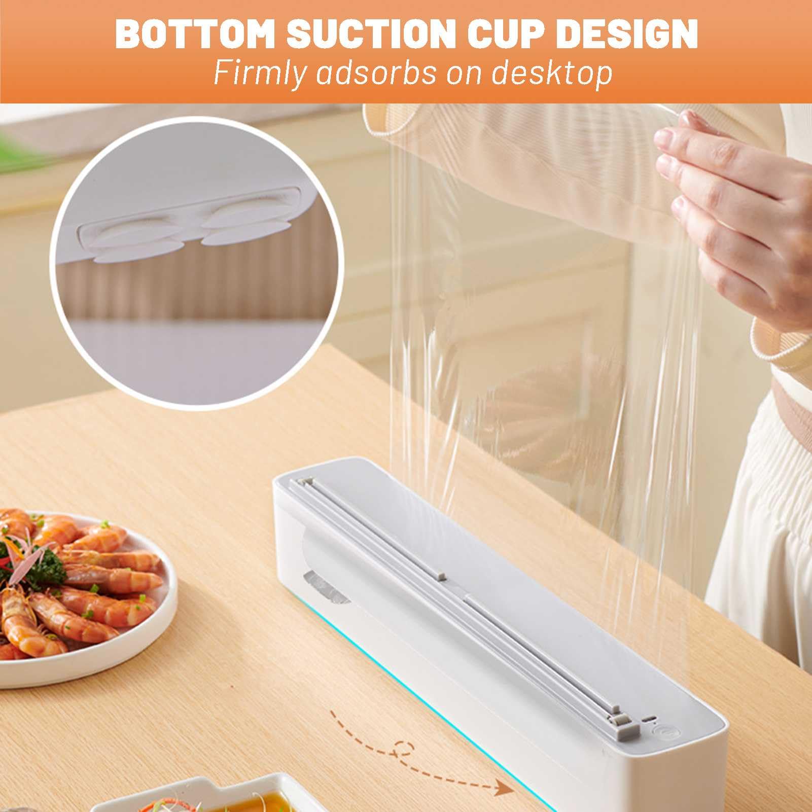 Dispensador eléctrico de Film Transparente rellenable, dispensador de Papel de Aluminio, Cortador eléctrico Resistente de Film Transparente para Alimentos, Corte automático de 0,5 s