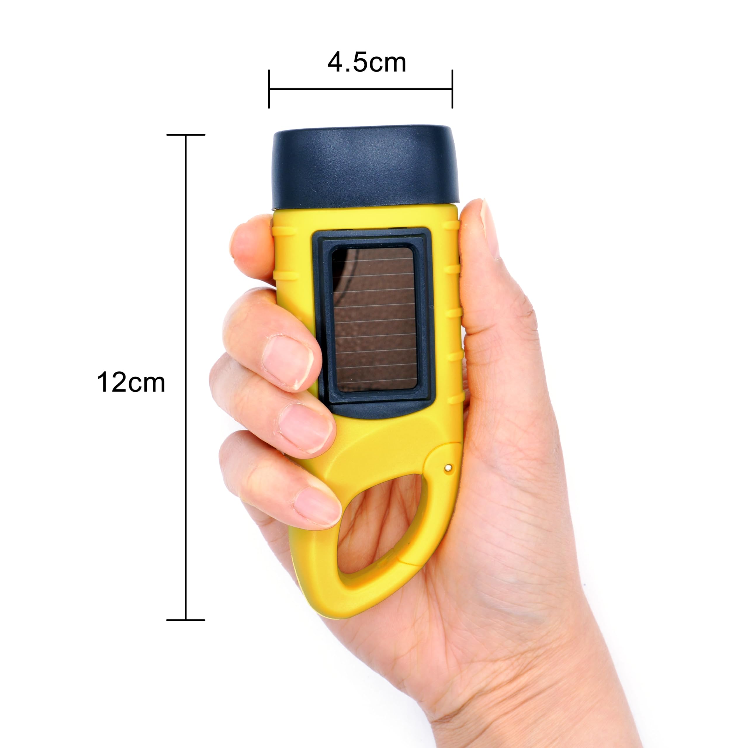 Nitesol Wind Up LED Solar Camping Car Torch (Pack of 2) with Carabiner and Hook, Yellow - Image 3