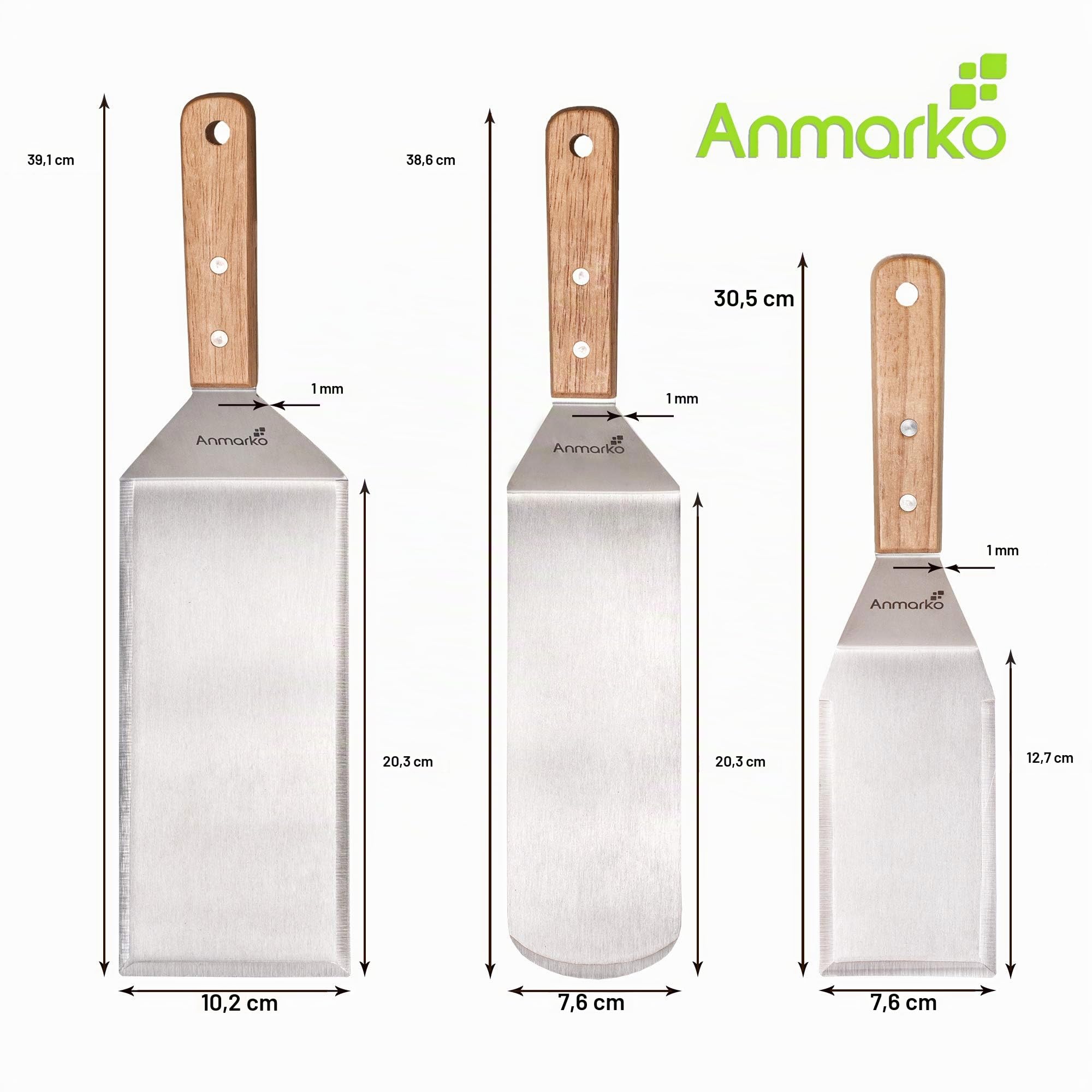 Professionelles Pfannenwender-Set – Edelstahl-Pfannkuchenwender und Grillschaber, 10,2 x 20,3 cm, übergroßer Hamburgerwender, ideal für Grill und Flat-Top-Grill, handelsübliche Qualität