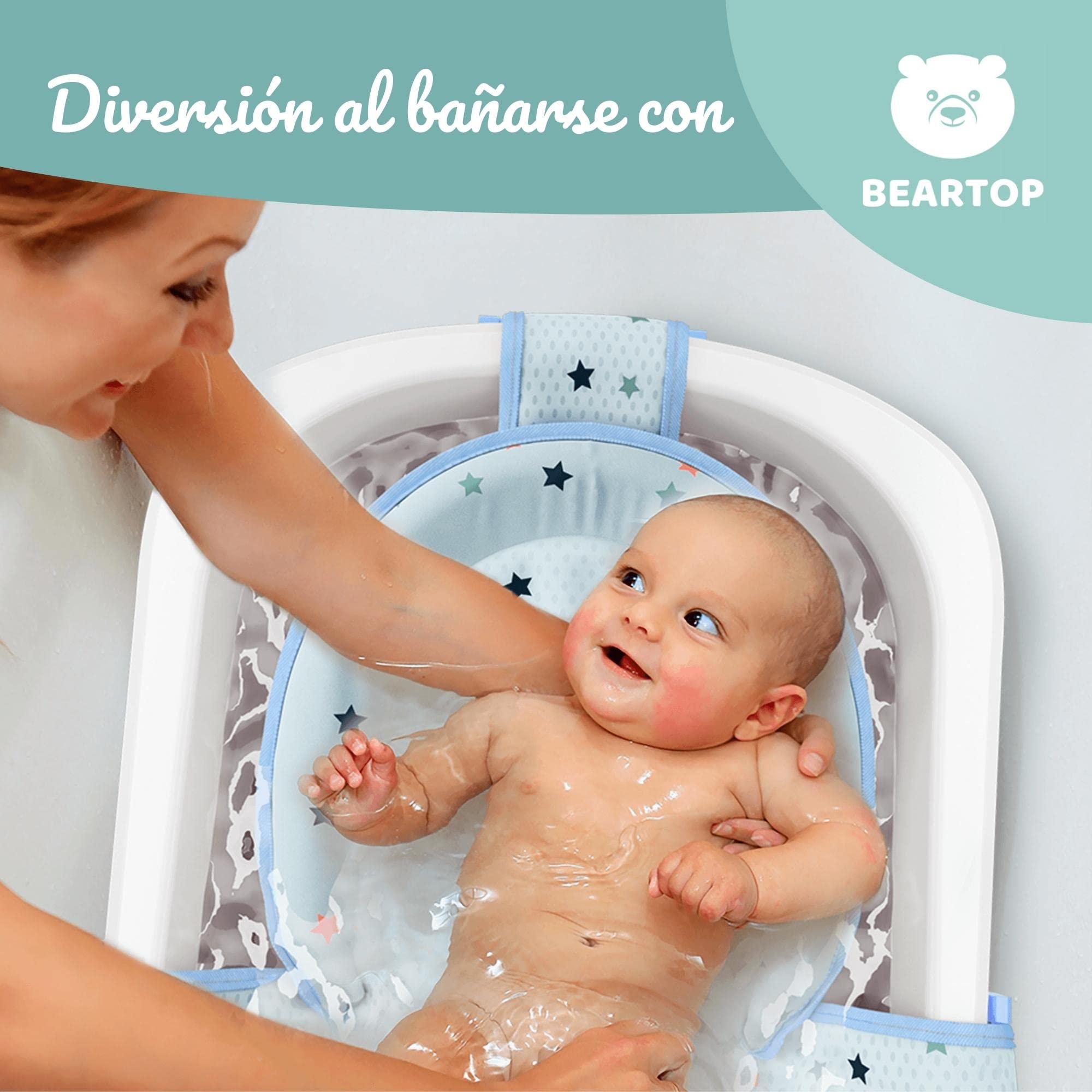 BEARTOP Capazo plegable para bebés - Diseño innovador para fácil almacenamiento, incluye bolsa de transporte - Material PP y TPE a prueba de fugas - 50 L de volumen - Ergonómico, ahorra espacio
