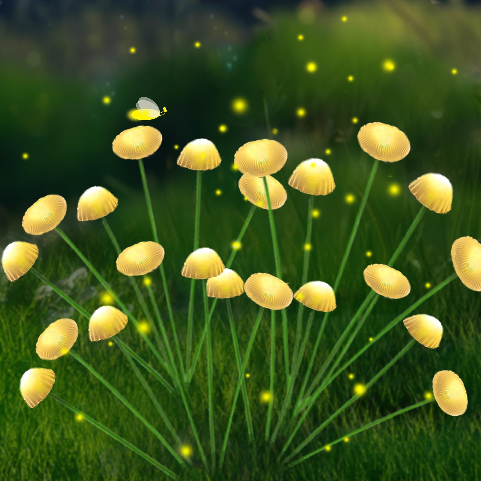 Solar Garden Lights Outdoor, 4 Pack Solar Mushroom Lights, 2 Mode Waterproof Firefly Light Outdoor for Yard, Patio, Pathwa...