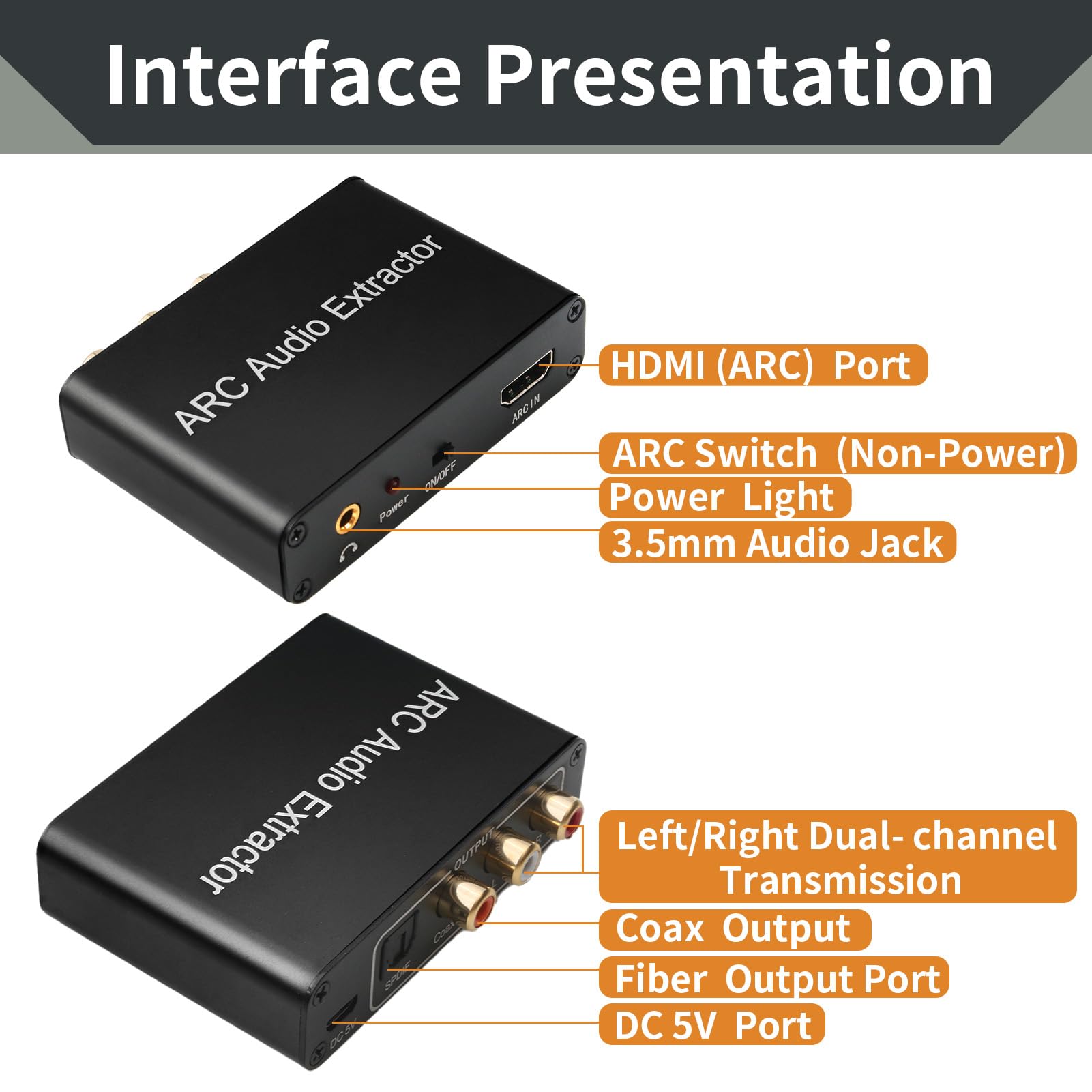 HDMI Audio Extractor 192 KHz Convertisseur DAC HDMI ARC Audio Extracteur vers Optical Toslink SPDIF Coaxial Stéréo Aux RCA L/R 3,5 mm Jack pour TV Casque Soundbar Home Cinéma