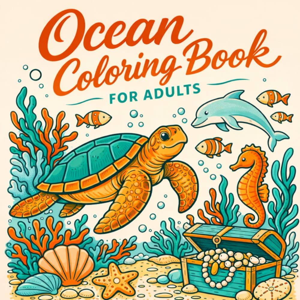 Ocean Coloring Book for Adults: 40 Sea Life Coloring Pages for Stress Relief