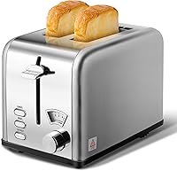 Vista 1 de YSSOA Tostadora de 2 rebanadas con ranura extra ancha y bandeja extraíble para migas, 5 ajustes de tostado y 3 funciones