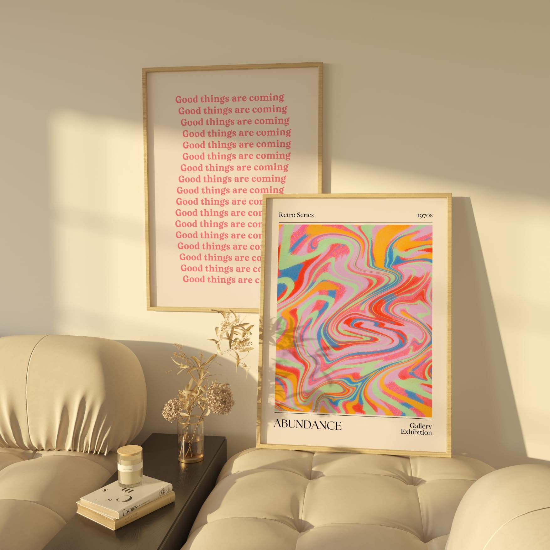 ZoeyAustin® Poster Set – 3x Wandbilder 50x70 | Bilder, Poster & Kunstdrucke für Wanddeko Wohnzimmer & Schlafzimmer | Ästhetische Kunst ohne Rahmen (Aura Pink, 50x70 cm)
