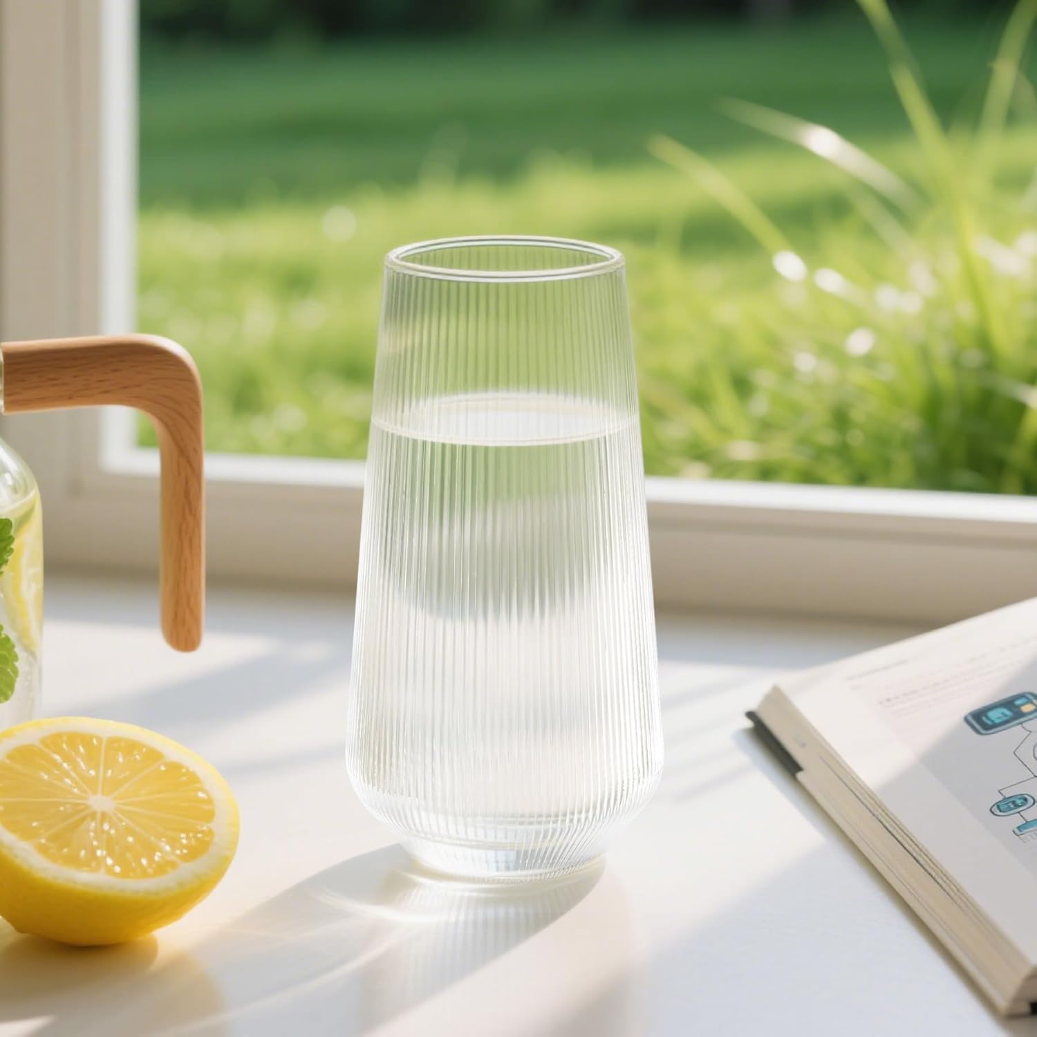 Creative Stripe Water Drinking Glass Cups Unique Reusable Semitransparent Drinking Glasses for Wine Drinks Cocktail for Wedding Home