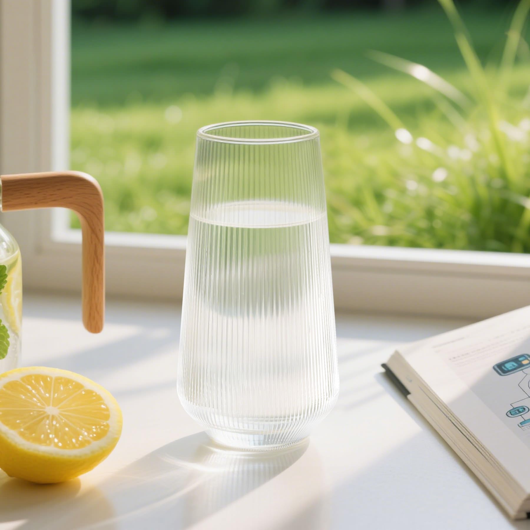 Creative Stripe Water Drinking Glass Cups Unique Reusable Semitransparent Drinking Glasses for Wine Drinks Cocktail for Wedding Home
