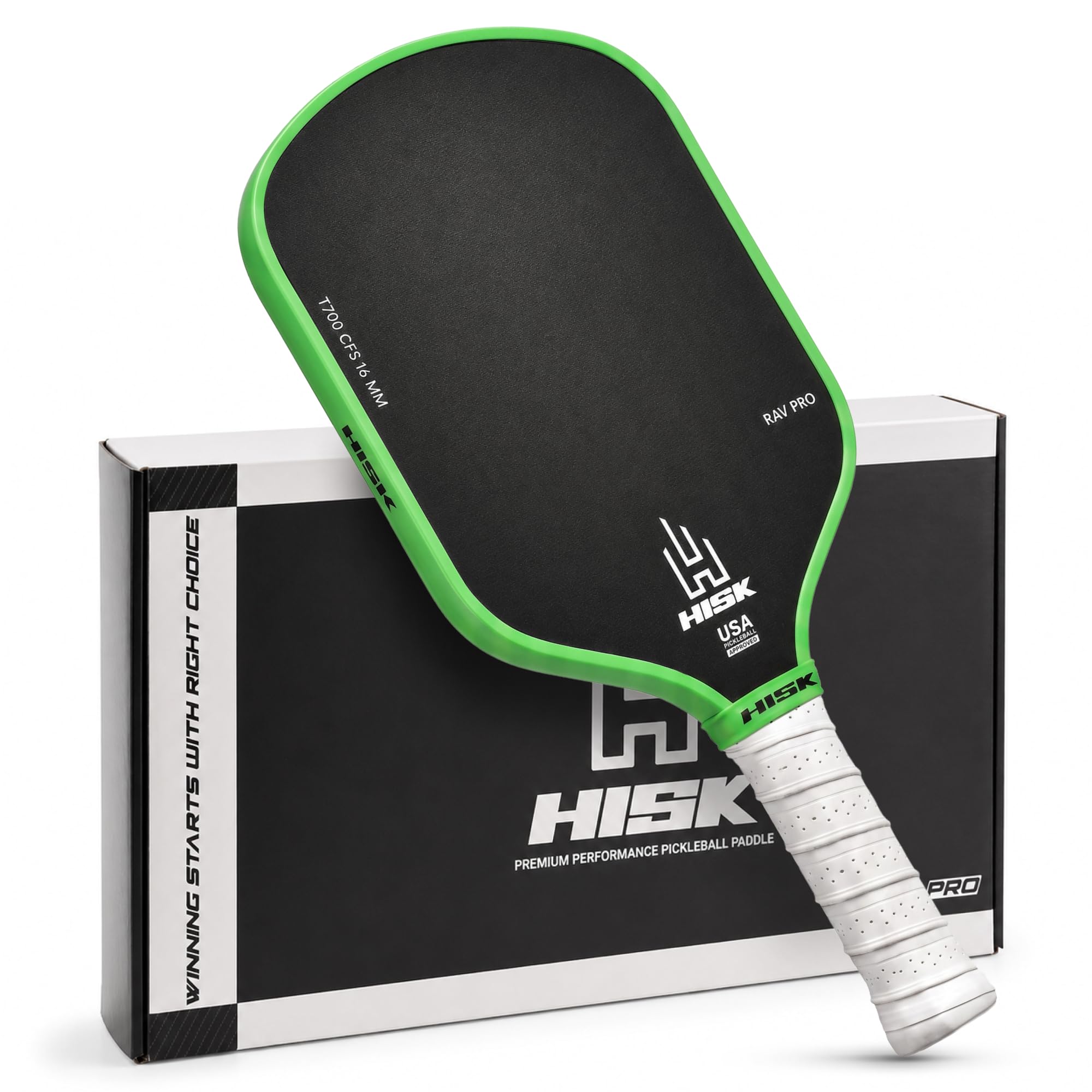 RAV Pro Raquette de Pickleball de 16 mm, en Fibre de Carbone Brute Japonaise Toray T700 CFS, avec Excellente Texture de rugosité, Courbe aérodynamique, approuvée USAPA, poignée antidérapante