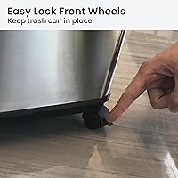 Vista 3 de iTouchless Ruedas móviles acoplables para todos los botes de basura de acero inoxidable con sensor de forma rectangular y redonda y botes de basura