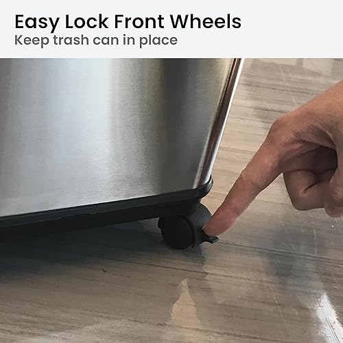 Miniatura 3 de iTouchless Ruedas móviles acoplables para todos los botes de basura de acero inoxidable con sensor de forma rectangular y redonda y botes de basura