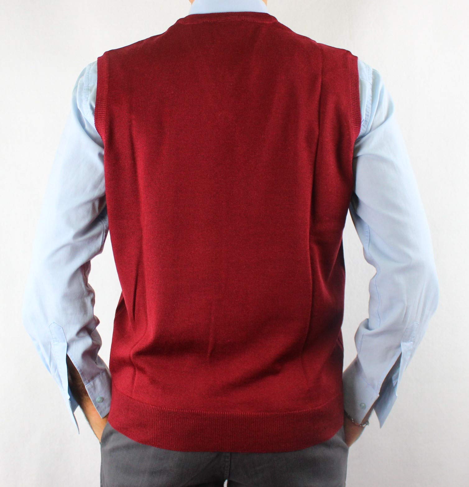 Gilet Uomo Scollo V 100% Lana Sottogiacca Pettinato Fatto in Italia