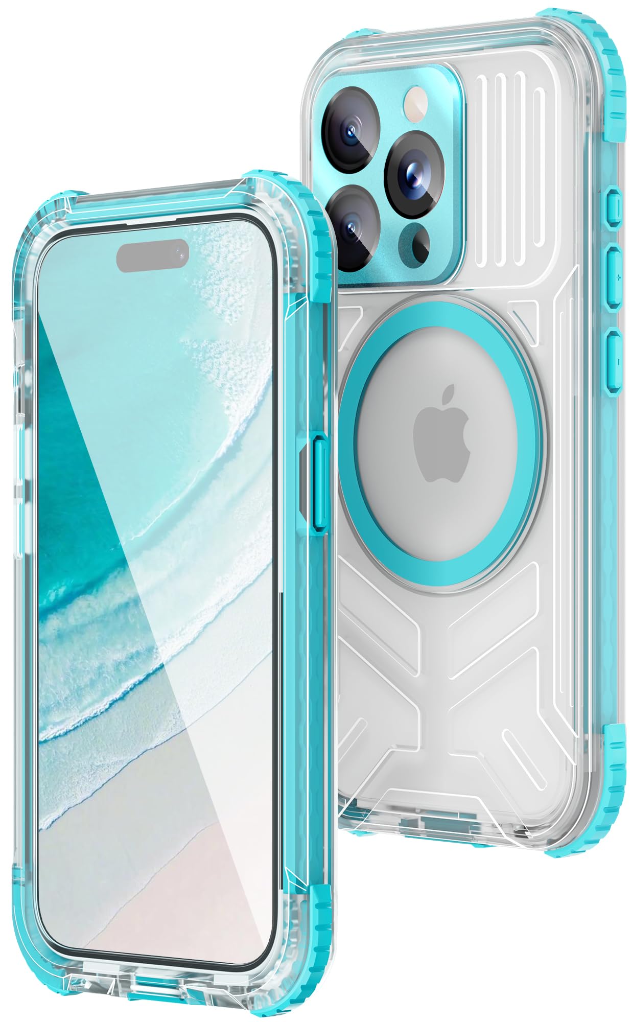 WIFORT Waterproof Phone Case for iPhone 15 Pro Teal | IP68 Underwater, Dustproof, Built-in Screen, 15FT Military Shockproof, 360 Full Body Sealed