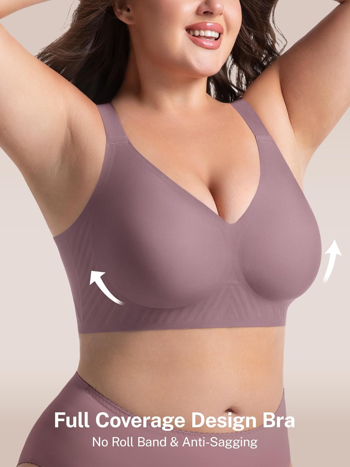 habibee Push Up Bras for Women Plus Size Wireless Full Coverage Bra for Large Breast, Seamless Everyday Bralette 32D-44D