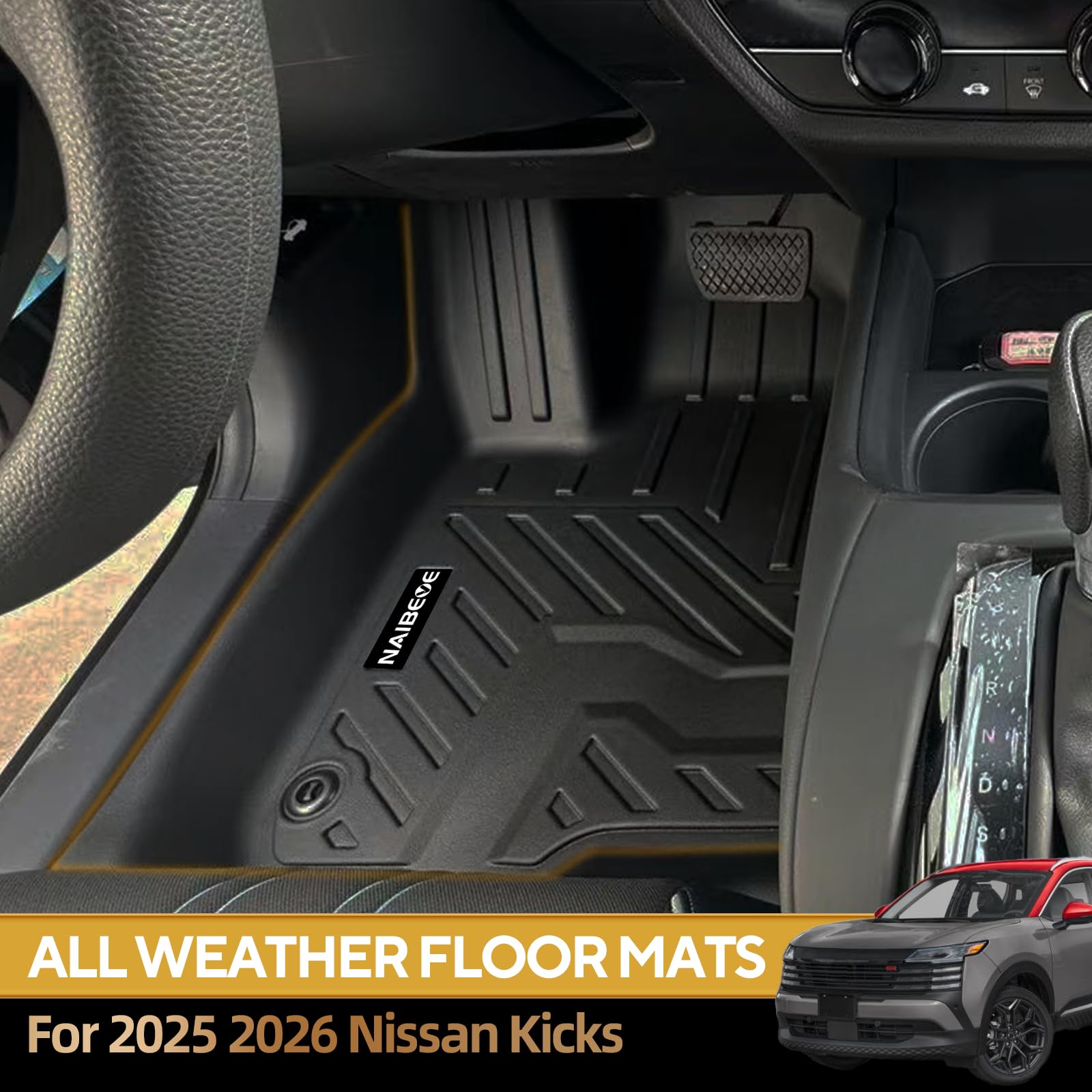 Naibeve Floor Mats for 2025 2026 Nissan Kicks - All Weather Custom Fit for Nissan Kicks Floor Mats — view 2