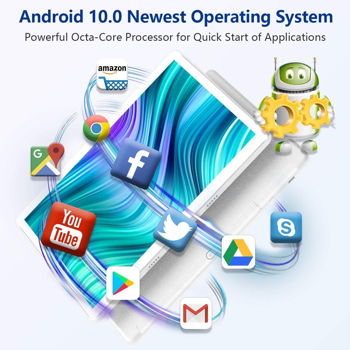MEIZE Android 10.0 Tablet 10 Inch, Octa-Core Processor, 1920x1200 HD Touchscreen Large Tablets with 13MP Rear Camera, 6000mAh Battery, 32GB ROM 128GB Expand Storage, WiFi, Bluetooth/GPS/FM/OTG