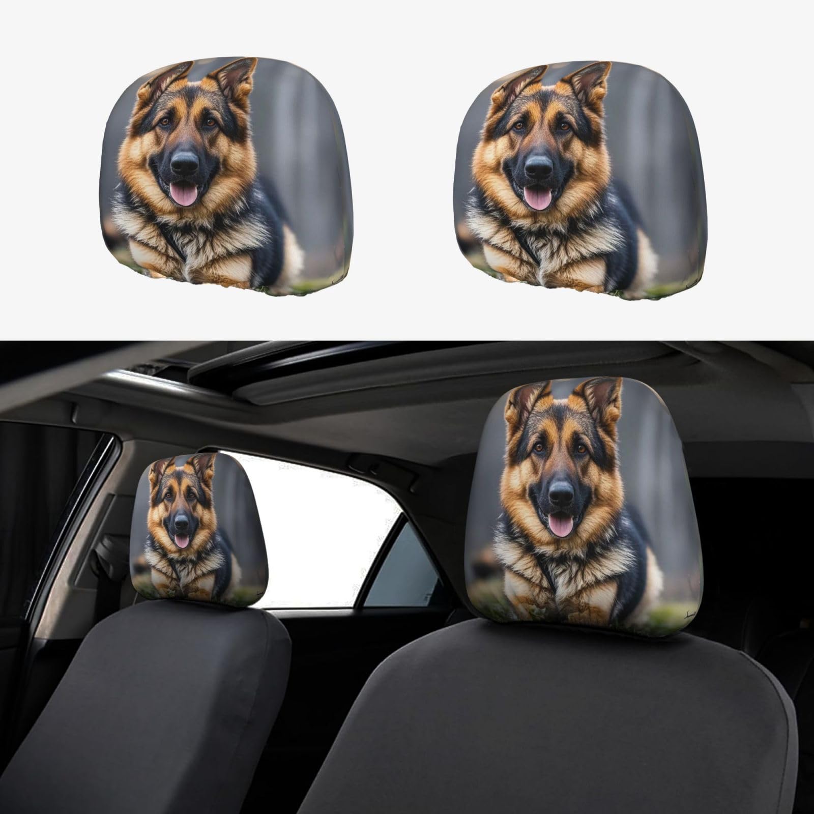 HQaxsfQxnr Car Seat Headrest Covers German Shepherd Head Rest Covers Personalized Car Headrest Cover Protector Soft Decorative Accessories Car Seat