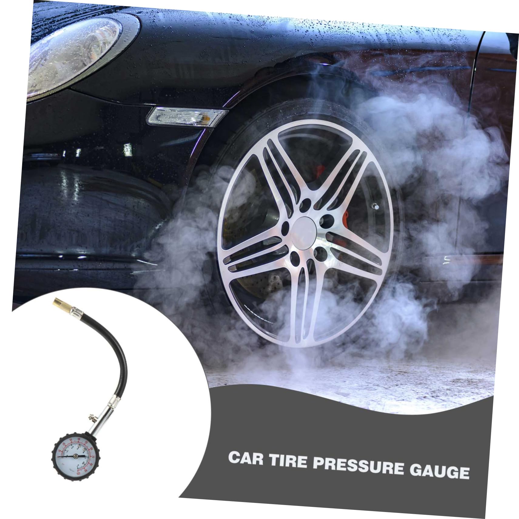 Unomor Pressure Gauge High Precision Digital with Flexible Hose Easy Readings for Auto Truck and Motorcycle No Batteries Required Compact for Convenience