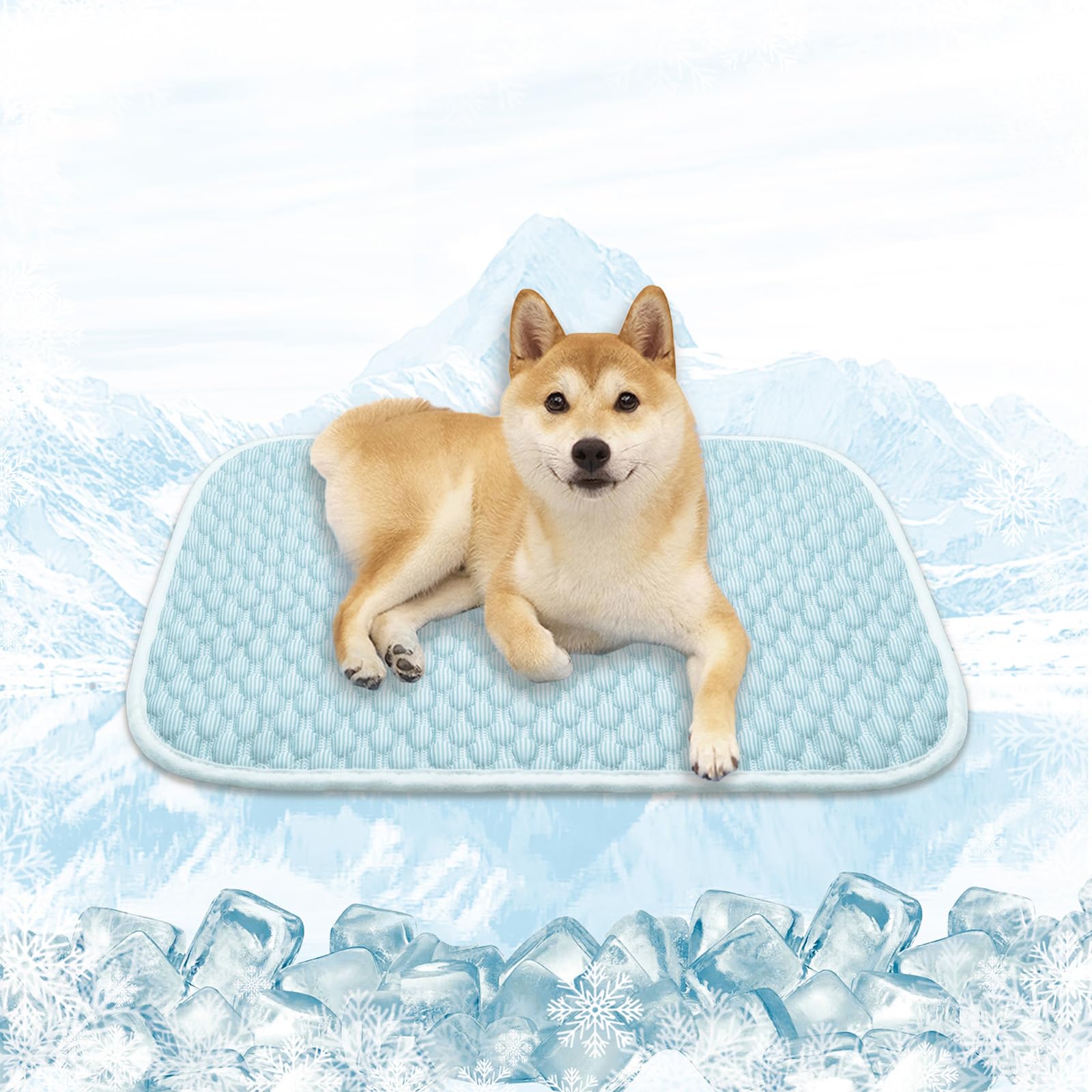MICROCOSMOS Dog Sleeping Pad & Pet Cooling Mat- Breathable Bubble Surface, EZ Clean. Keep Cooling for Pets, Kids and Adults in Summer.(BlueWhite, 28"