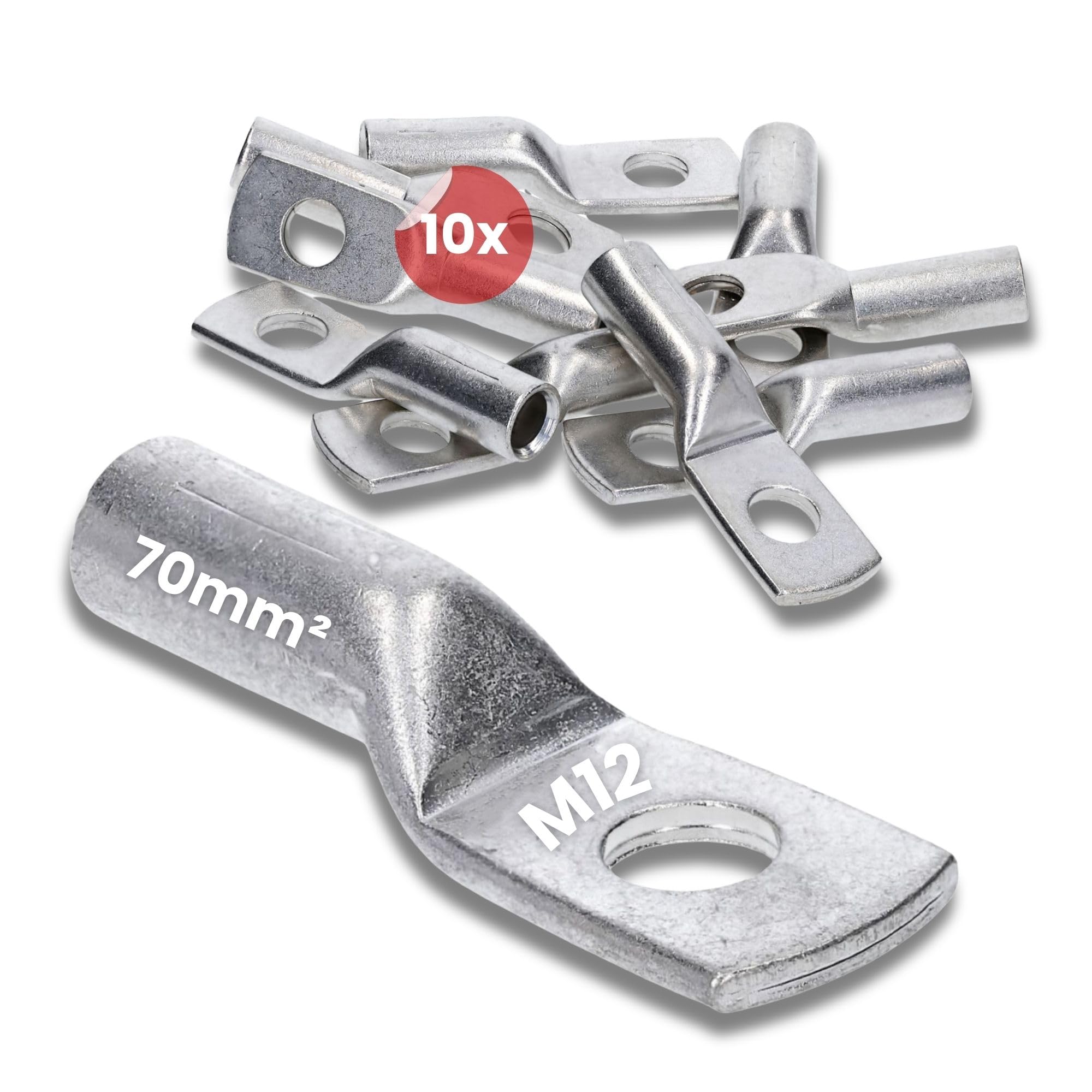 Kalitec DR70-12 - 10 capicorda a pressa, 70 mm², M12, connettori a norma DIN 46235, made in Germany