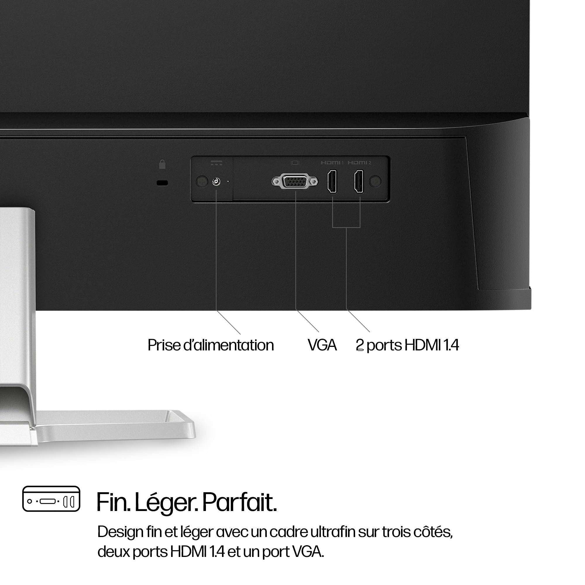 HP 532sa, Écran PC 31.5" Full HD IPS, 100Hz (1920 x 1080, 16:9, Antireflet, 5ms, 300Nits, 2X HDMI 1.4/1xVGA) Moniteur PC, Noir