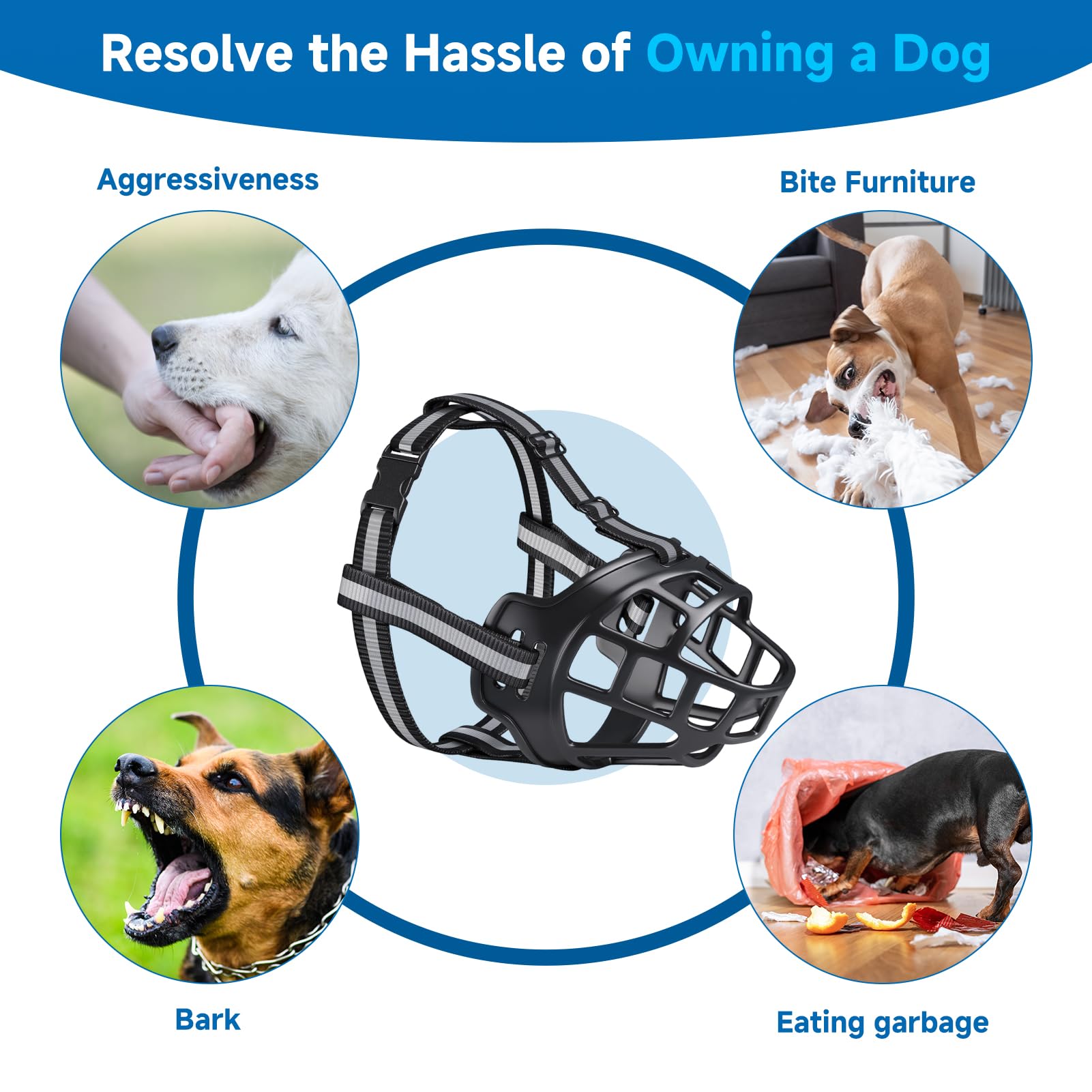 Museliere pour Chiens, Museliere Chien Musoliaire Chien avec Sangles Réglables Museliere Anti Aboiement Mieux Prévenir Les Morsures Mâcher et Aboyer pour Petits Moyens Et Grands Chiens (Taille 3)