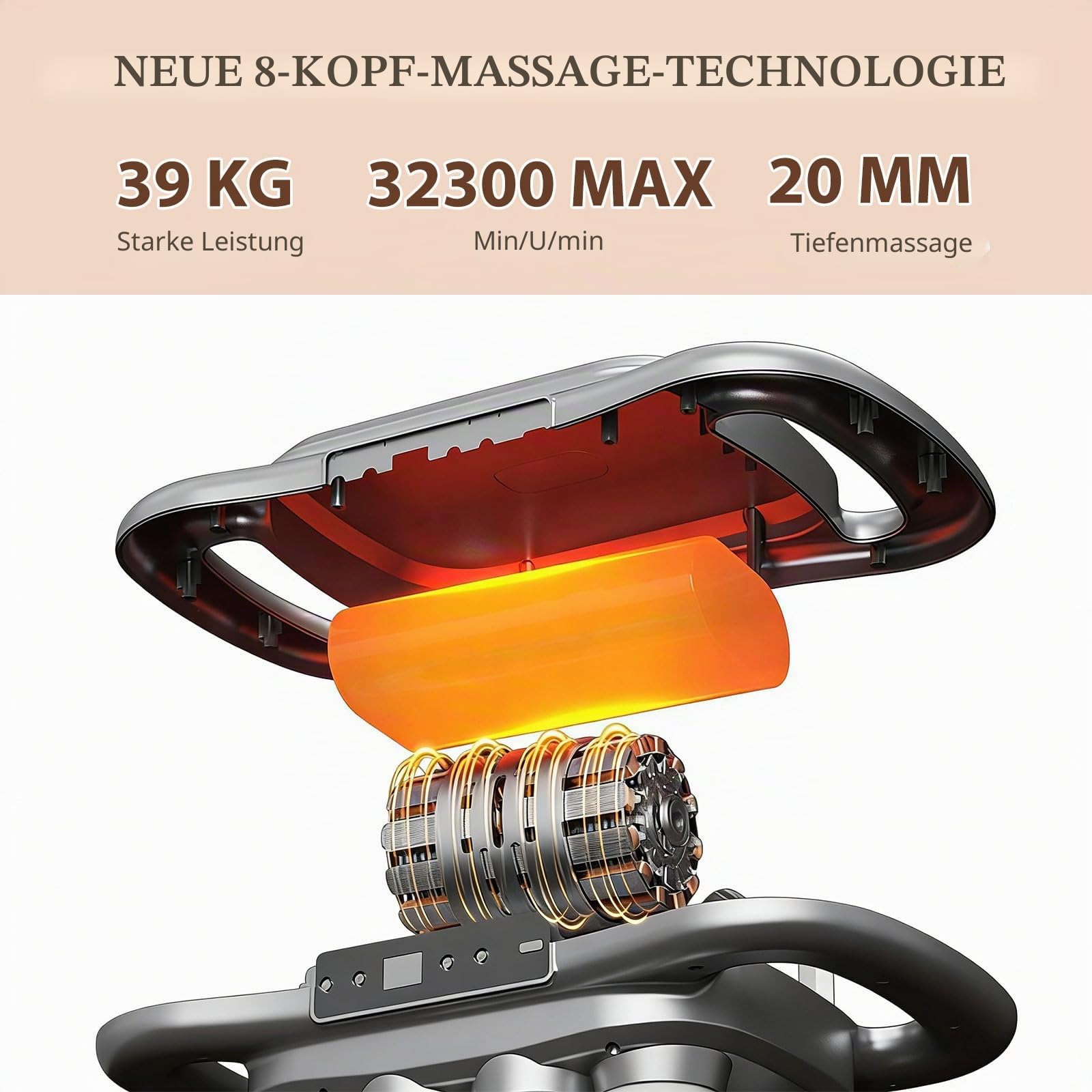 8/16 Köpfe Massagepistole Tiefengewebe, 3 Modi 30 Geschwindigkeiten Muskelmassagepistole, Typ-C Aufladen Elektrische Handmassagegeräte, für Home Office Workout Ganzkörper-Muskelmassage (grau-8 Köpfe)