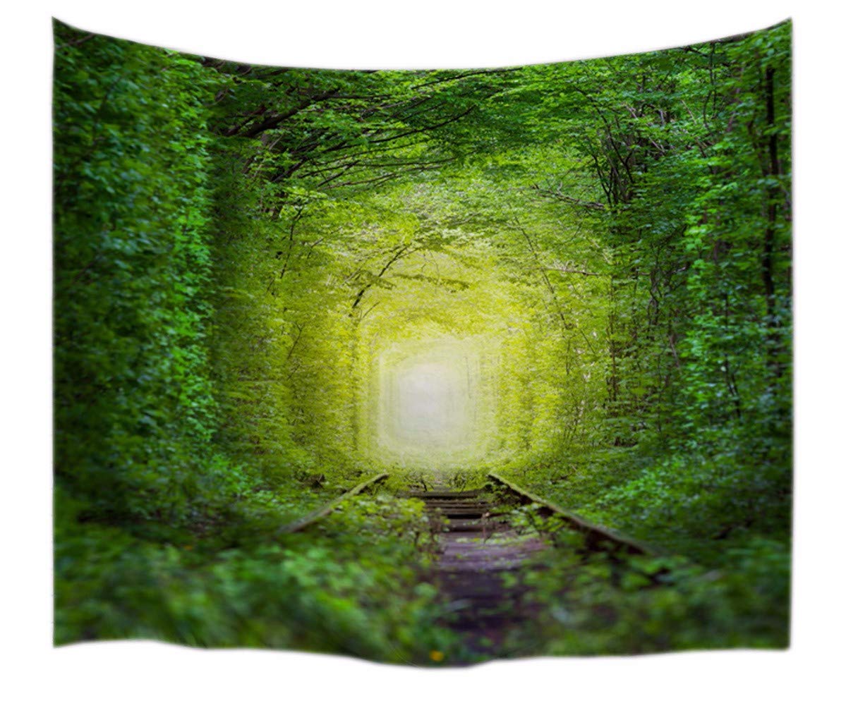 A.Monamour Tropical Dark Green Banana Palm Tree Leaf Plants Themed Print Fabric Tapestry Wall Hangings Blanket Bohemian Bedspread Cover Hippie Beach Towels Bedroom Living Room Dorm 153X102Cm/60"X40" — view 2
