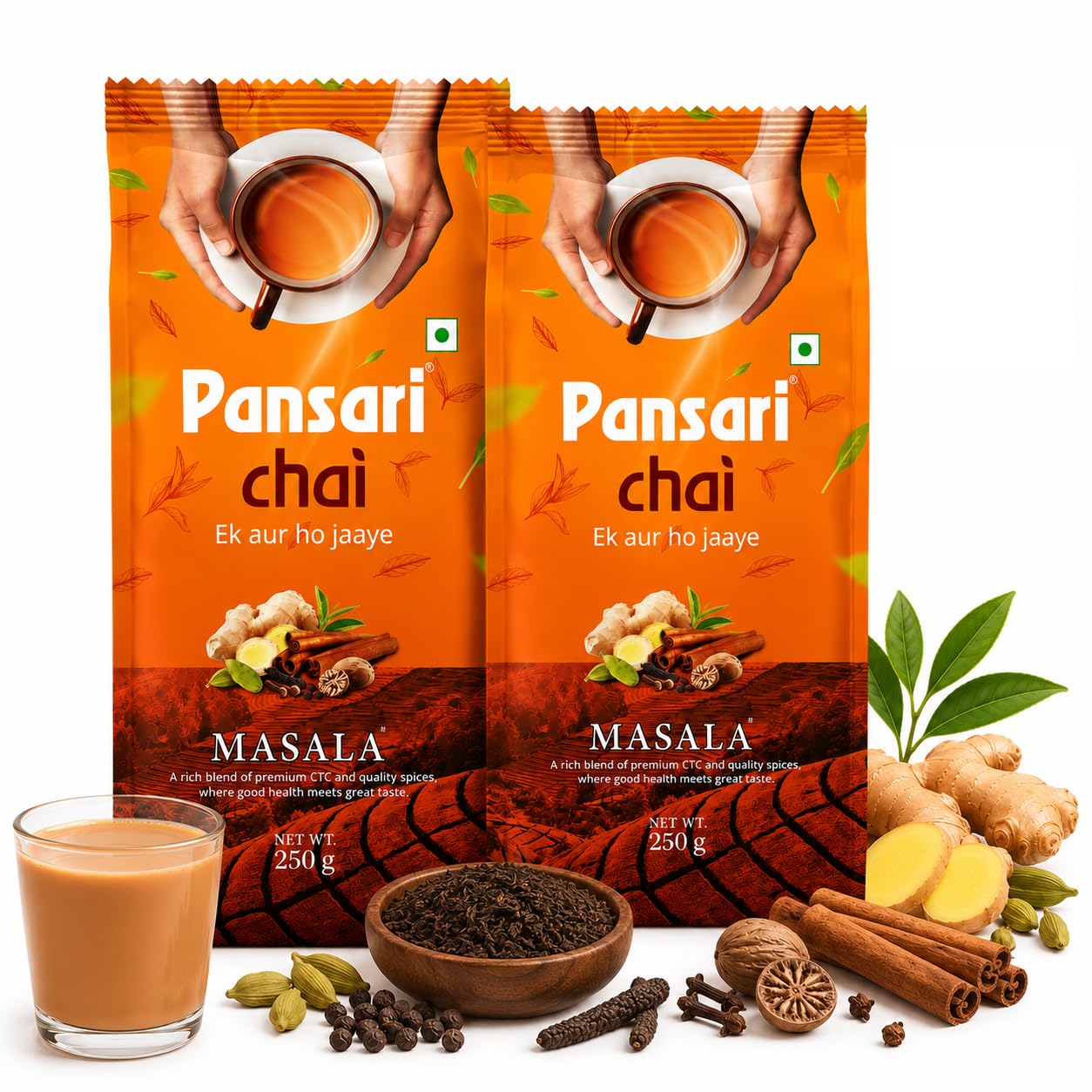 Pansari Masala Chai | 500g Pure Assam Tea with Original Cardamom, Ginger, Cloves, Black Pepper, Cinnamon, Piper Longum & Nutmeg | Premium Masala Tea Chaipatti for Bold, Spicy Chai Masala, Tea Masala (500gm)-image-13