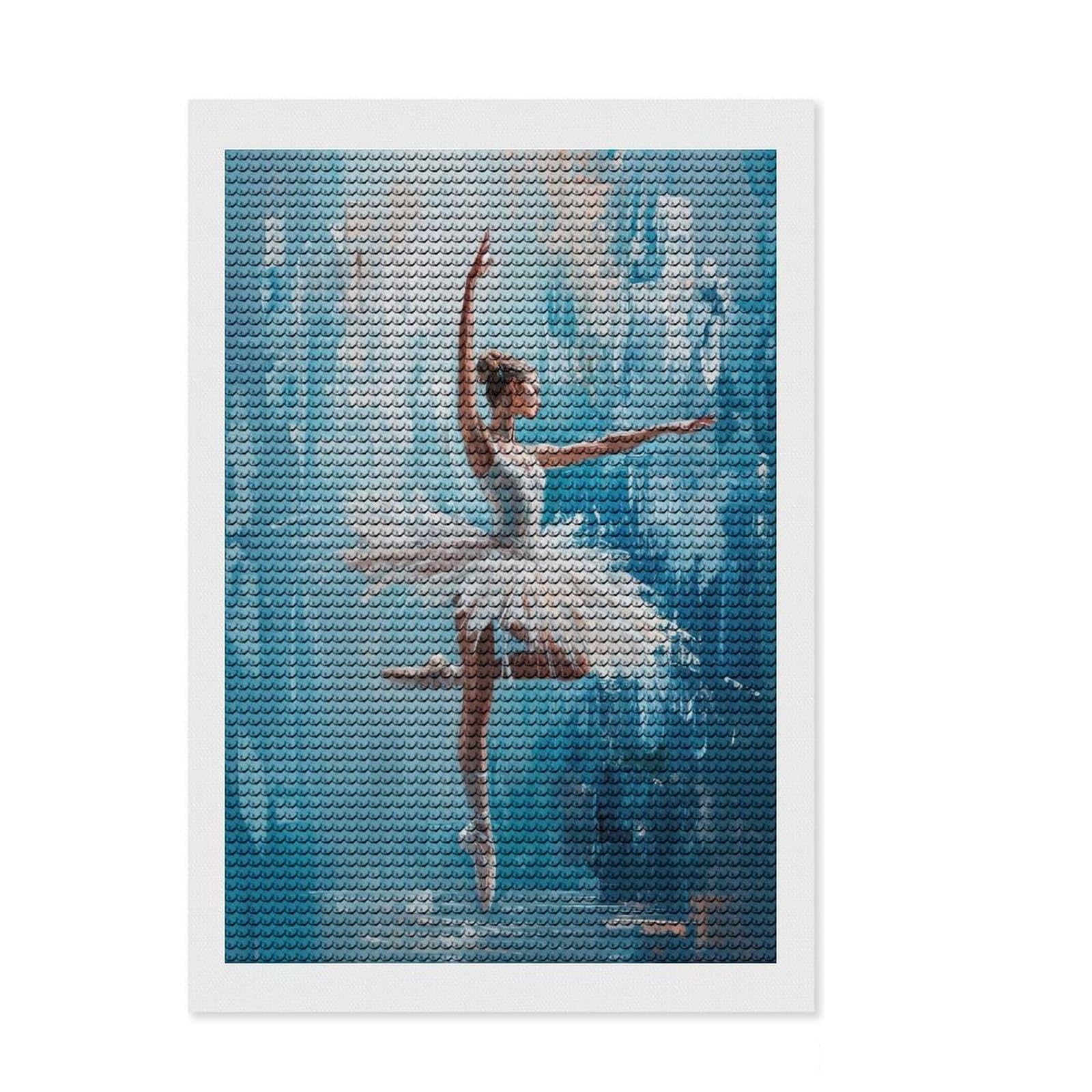 Junmoney Ballet Dancer in Blue Ballet Dancer Print Diamond Painting Set 8"x12", Relaxing DIY Hobby, Farmhouse Decor, for Creative Relaxation, Birthday Gift