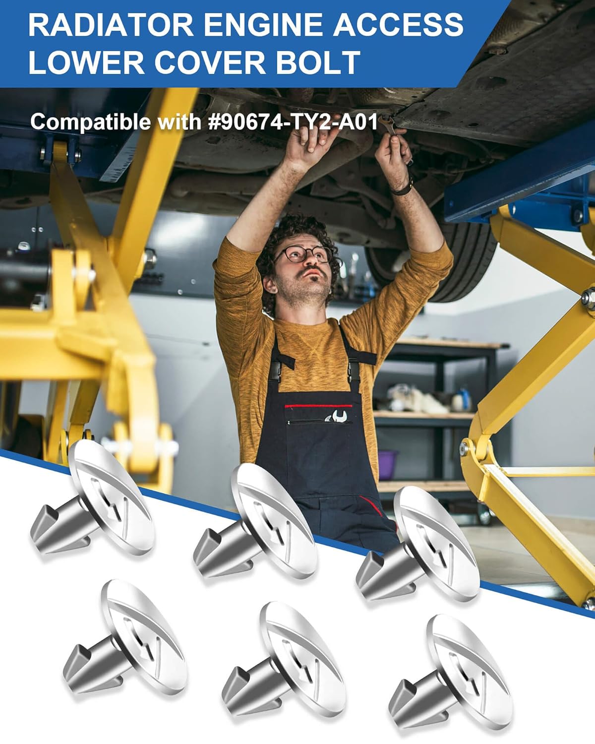 Lower Engine Cover Pin Screws - Premium Radiator Access Cover Pin Clips, Splash Shield Bolt Screw Fastener Clip - 14 Pieces, Compatible with Honda Civic, Accord, CRV, Acura image 6 of 7 B0C8MBPH3P