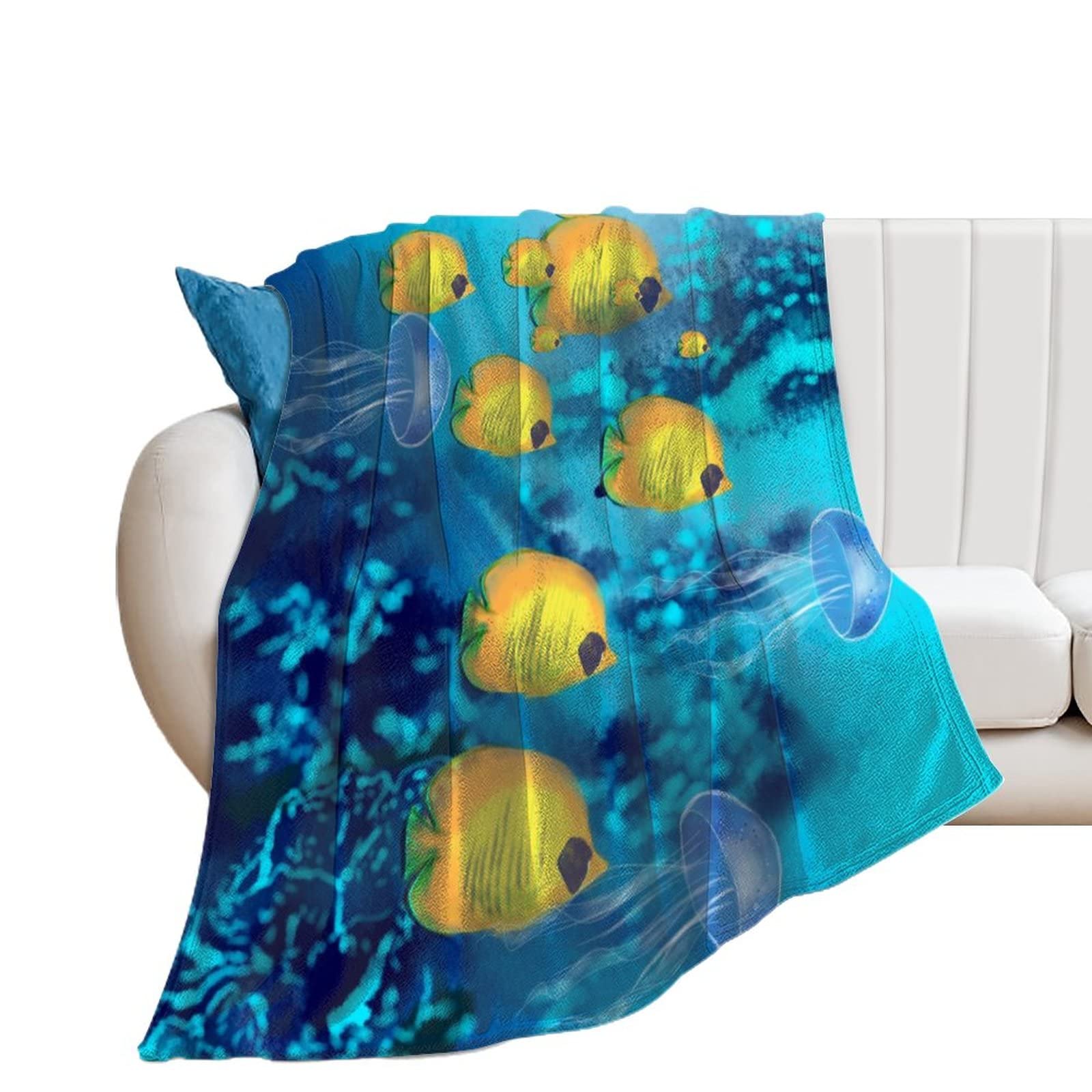 Couverture polaire poisson contre le froid hivernal flanelle douce pour canapé