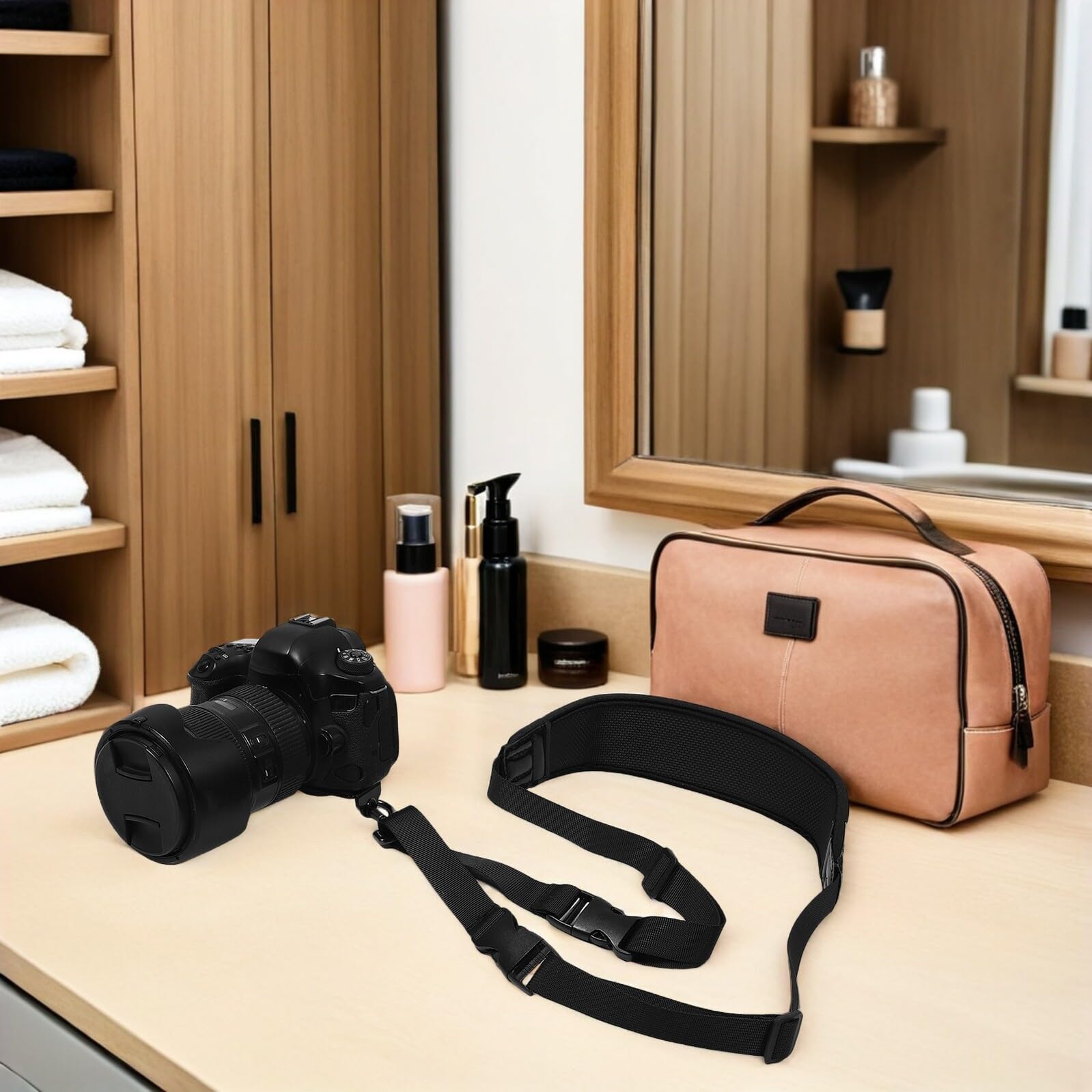 Correa para Cámara Fotográfica Ergonómica Acolchado y Longitud Ajustable, de Fibra de Poliéster y Aleación, Adecuado para Fotografía y Senderismo