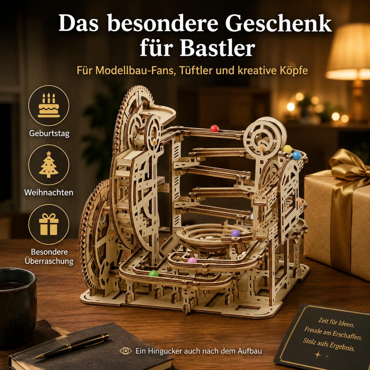 Puzzle in legno 3D Marble Maze – Modello meccanico fai da te per adulti e bambini, kit creativo con ingranaggi, giocattolo educativo e regalo per appassionati di fai da te e modellismo, 396 pezzi