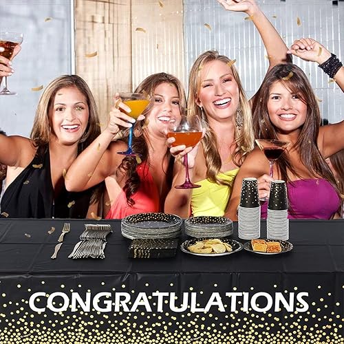 Miniatura 9 de Yancorp 2 Pack Plastic Tablecloth Disposable Navy Blue Gold Tablecloth for Rectangle Tables 54" x 108" Party Decorations Birthday Thanksgiving